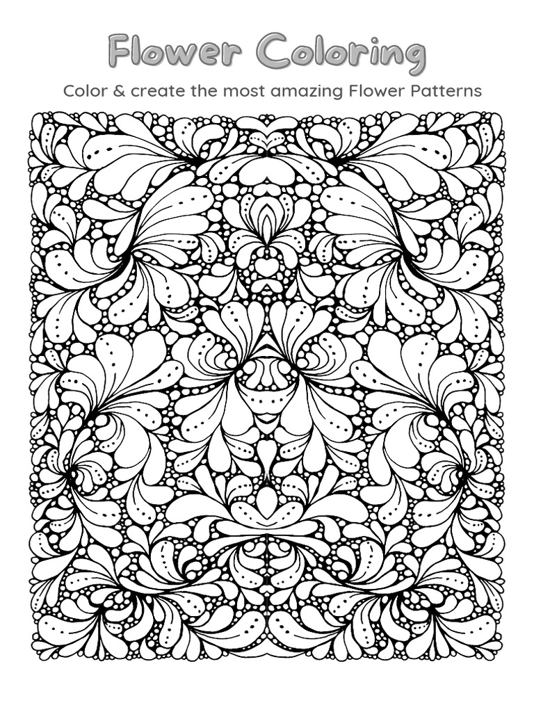 Flower Pattern Coloring Worksheet Set | PDF