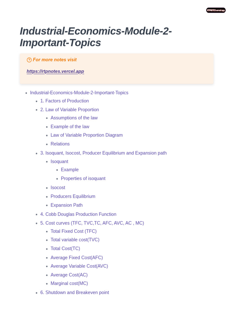 Industrial Economics Key Concepts Guide | PDF | Labour Economics ...
