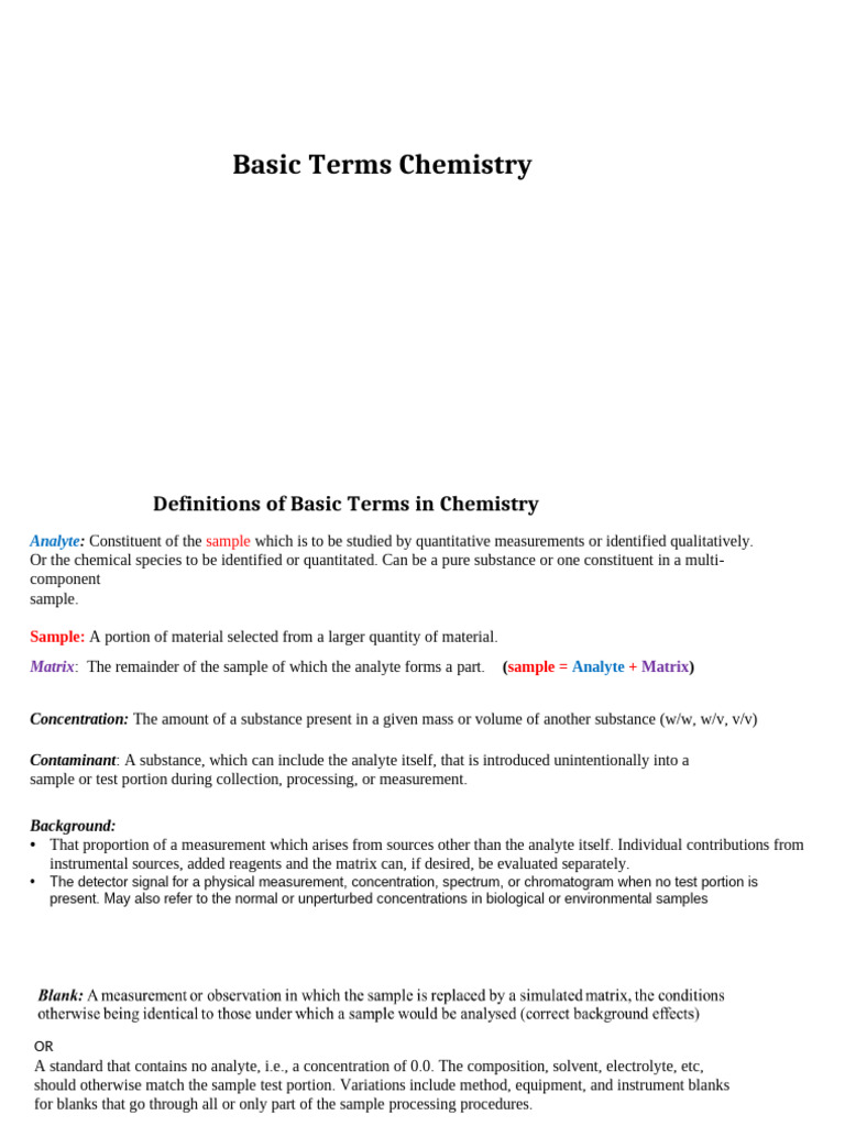 Basic Concepts in Chemistry | PDF | Detection Limit | Analytical Chemistry