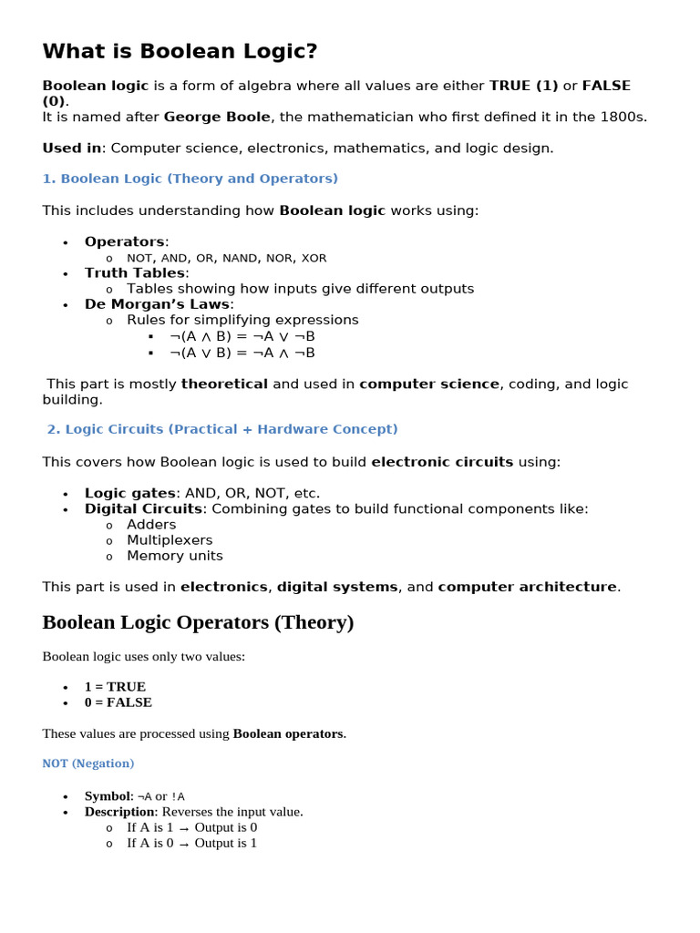 What is Boolean Logic | PDF | Logic Gate | Boolean Algebra