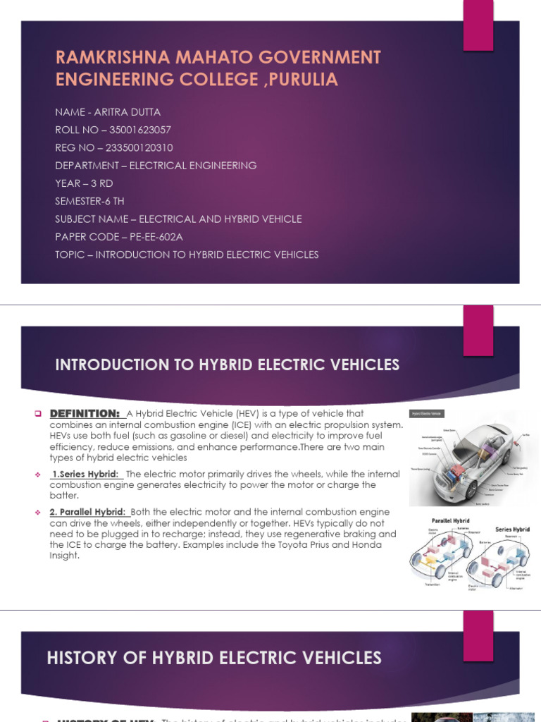Introduction to Hybrid Electric Vehicles | PDF | Hybrid Vehicle ...