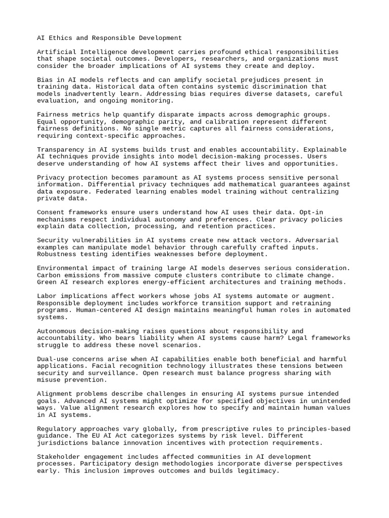 AI Ethics: Responsible Development Guide | PDF | Artificial ...