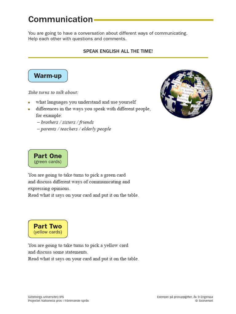 English Communication Exercises for Grade 9 | PDF