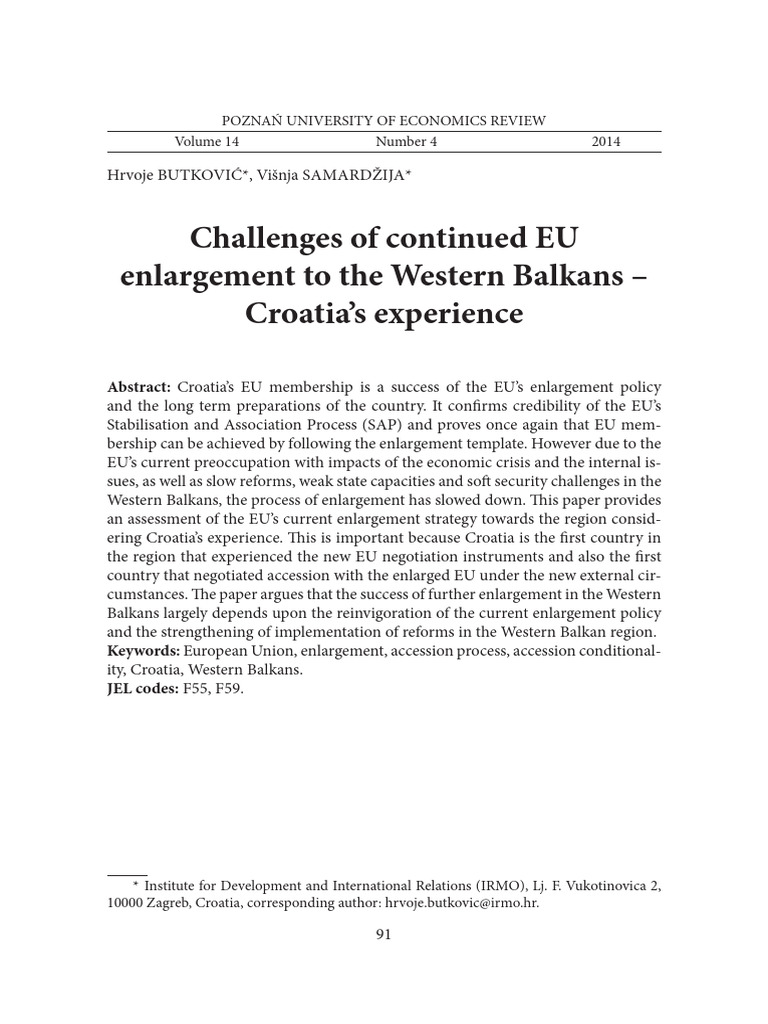 Butkovic 2014 EU Enlargement and CRO | PDF | Enlargement Of The ...