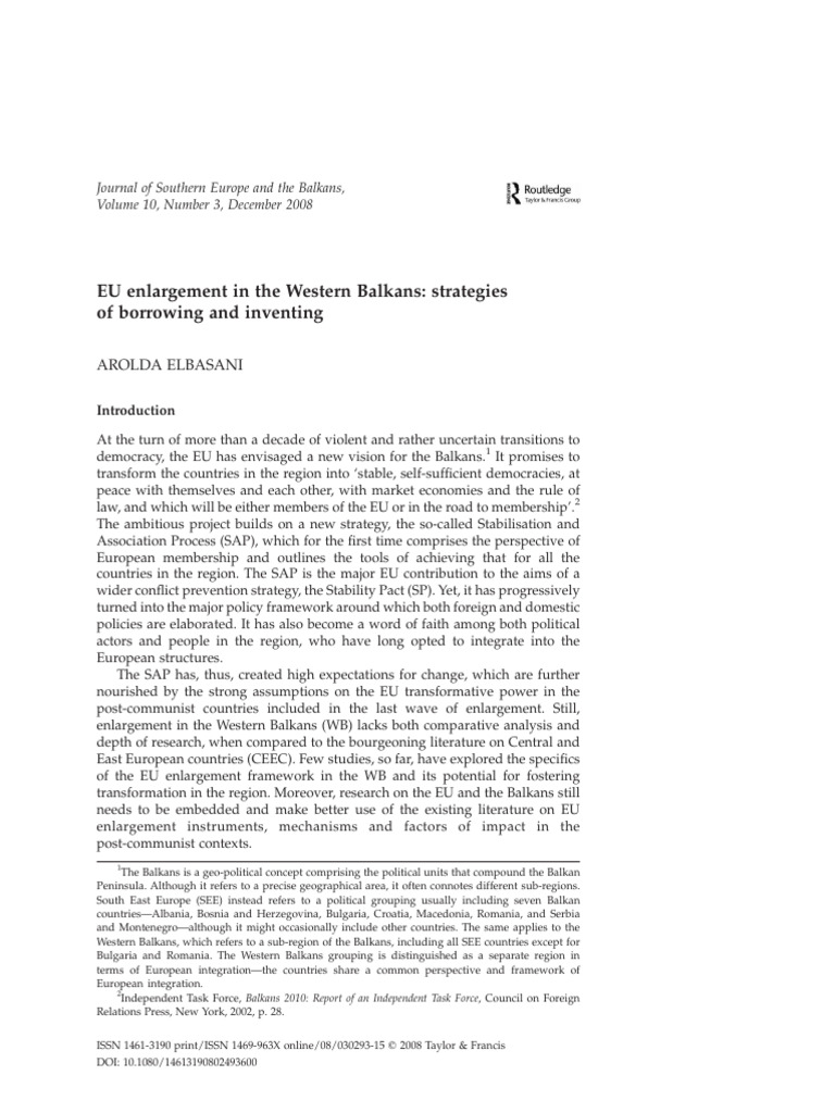 EU Enlargement Strategies in the Balkans | PDF | Enlargement Of The ...