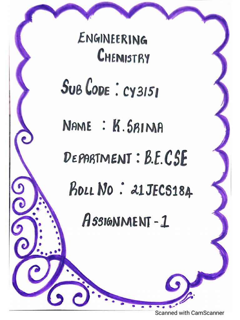 Engineering Chemistry Assignment 1 | PDF