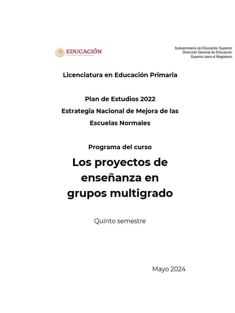 Proyectos Didácticos en Educación Multigrado | PDF | Plan de estudios ...