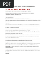 Notes Fore Fiction and Pressure For VIII Physics