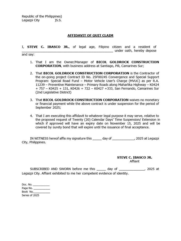 Quit Claim CTE 3 - 25F00245 | PDF