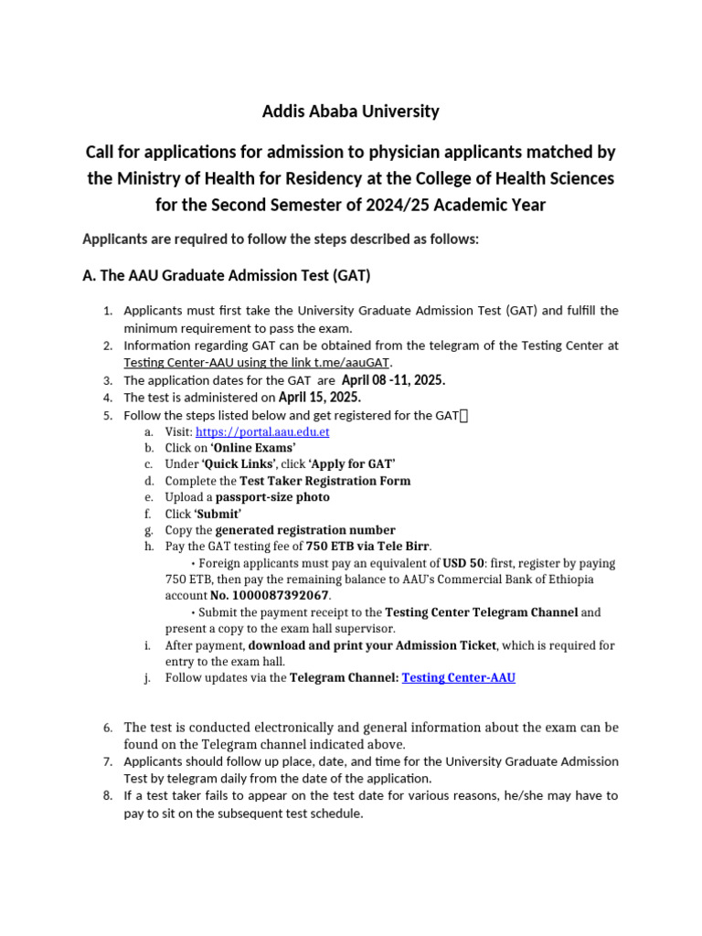 AAU Residency Admission Application Guide | PDF