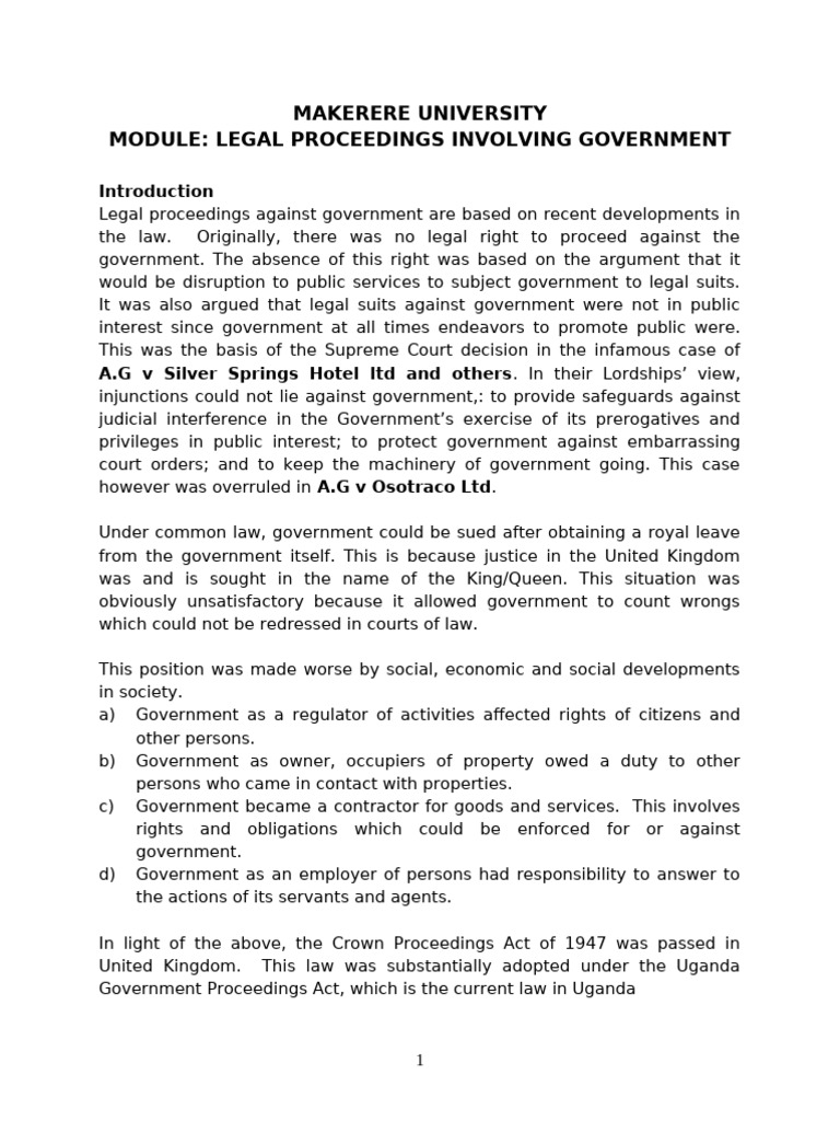 Legal Proceedings Against Government | PDF | Legal Liability | Tort