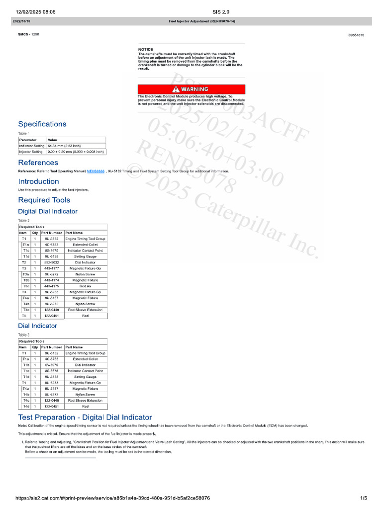 Injector Adjustment 3500 | PDF