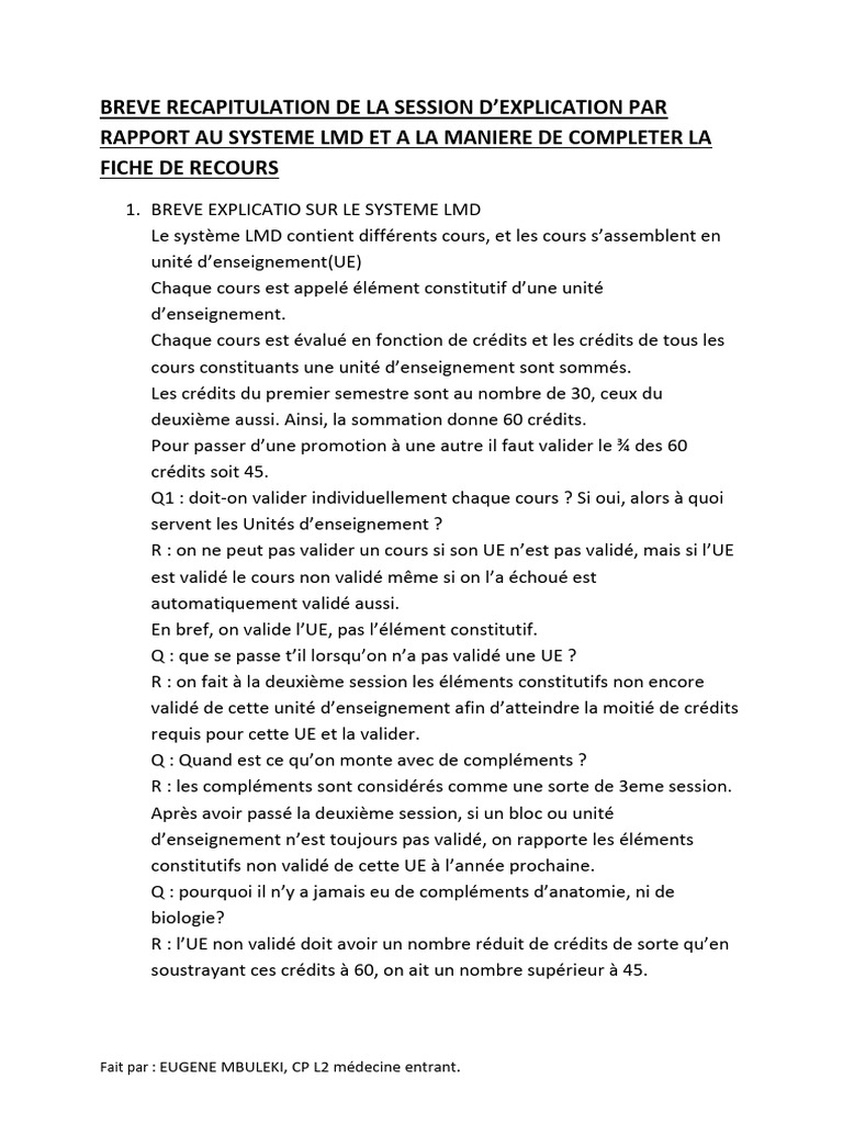 Guide sur le système LMD en médecine | PDF