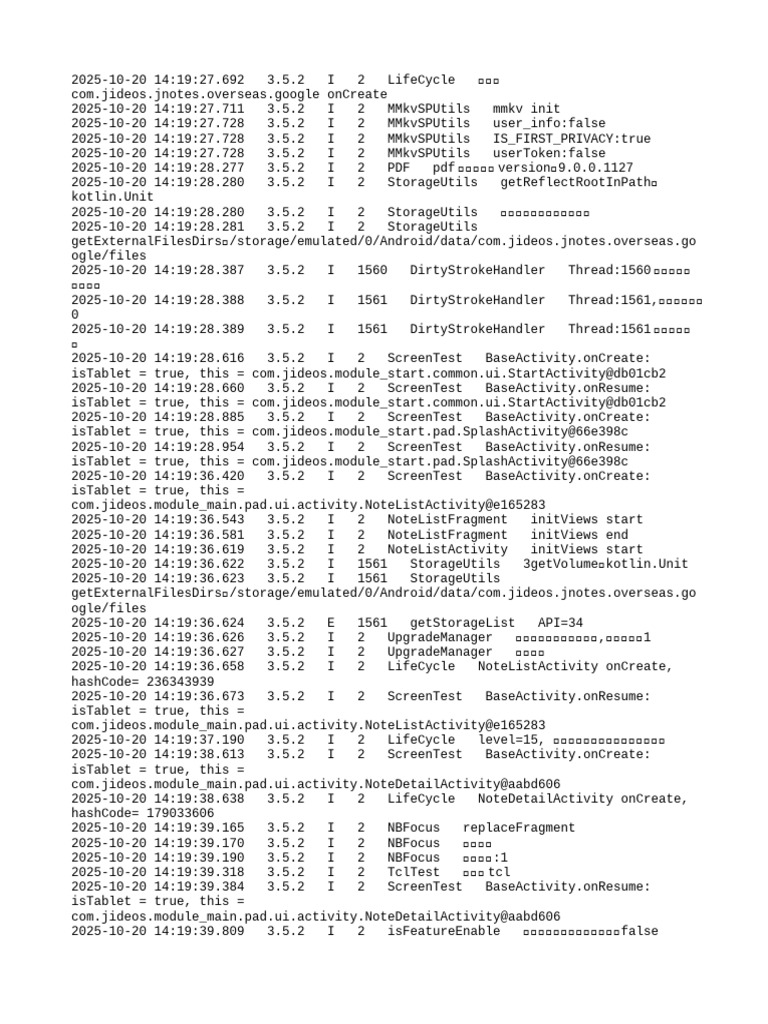 App Lifecycle and Storage Logs | PDF