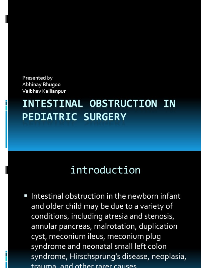Pediatric Intestinal Obstruction Overview | PDF | Gastrointestinal ...