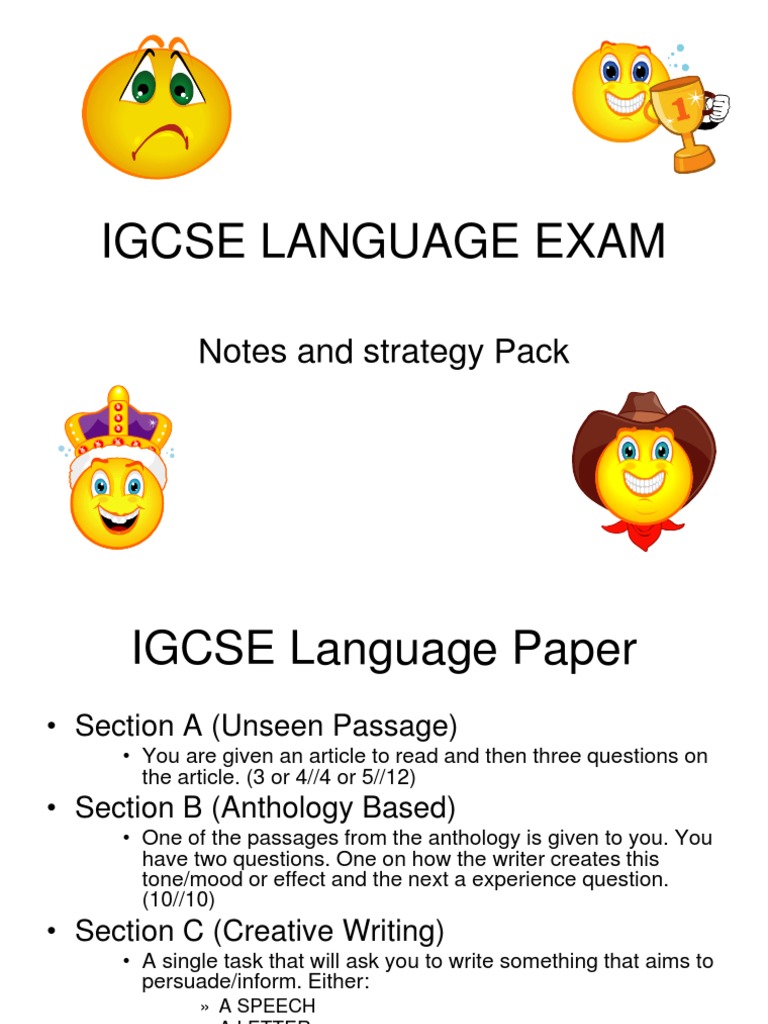 Igcse Language Exam: Notes and Strategy Pack | PDF | Narration | Ellipsis