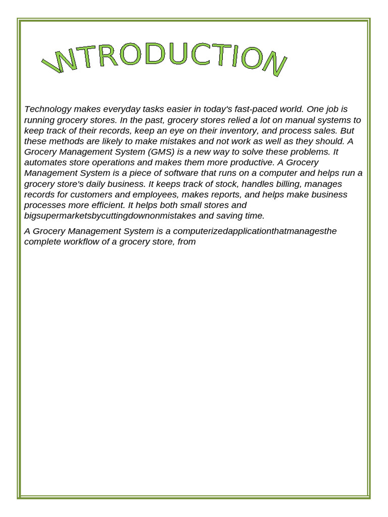 Grocery Management System Overview | PDF | Software Engineering ...