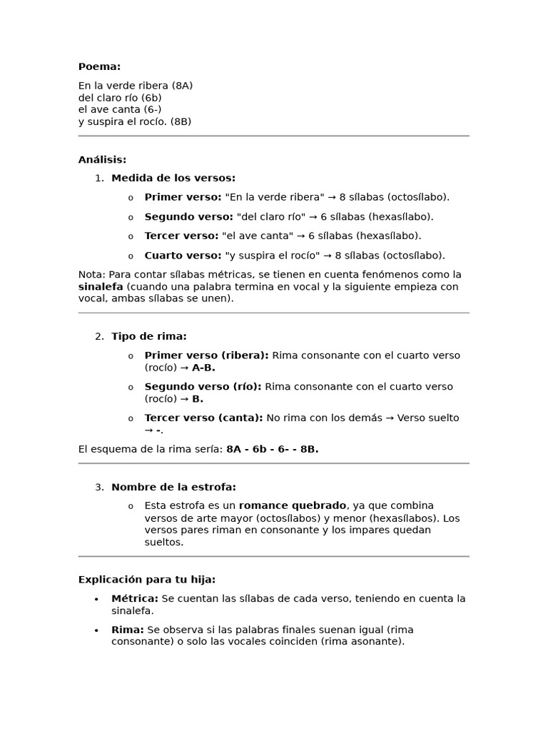 Análisis métrico y rítmico de poemas | PDF | Metro (poesía) | Rima
