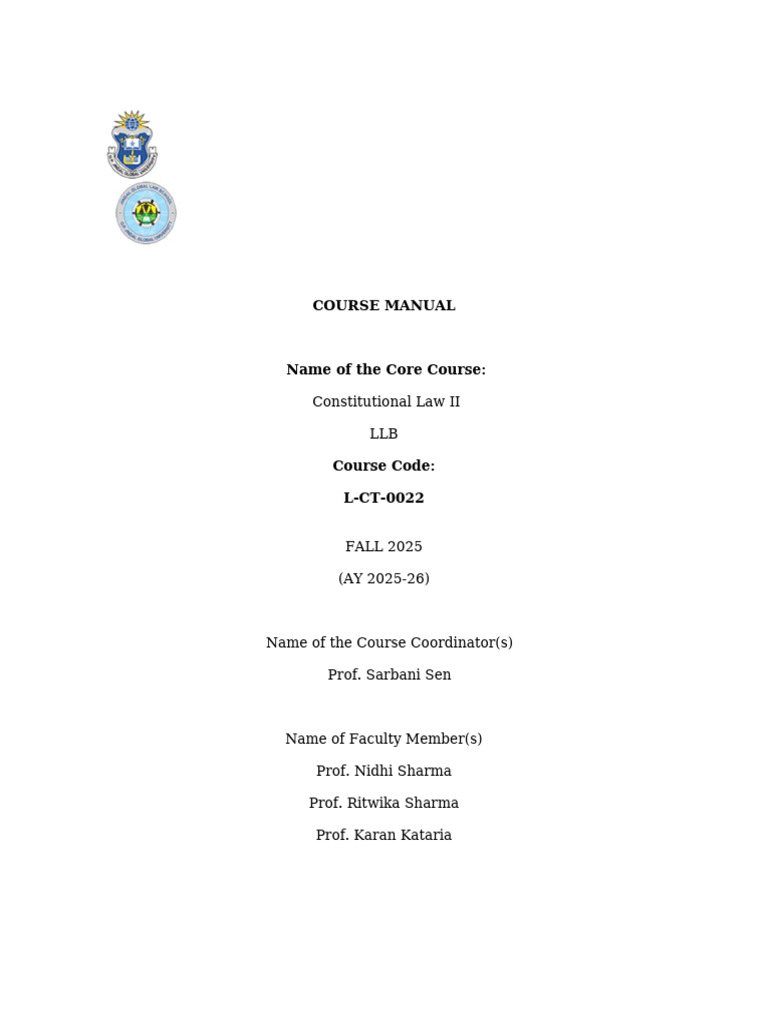 Constitutional Law II Course Manual | PDF | Government | Political Charters