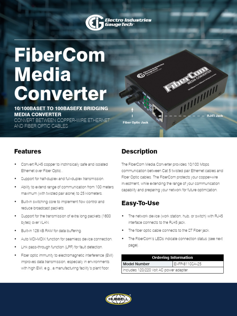 FiberCom Media Converter Overview | PDF | Duplex (Telecommunications ...