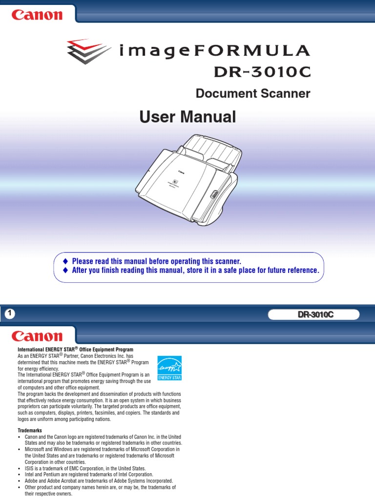 Canon 3010c Manual PDF Image Scanner Installation Programs)