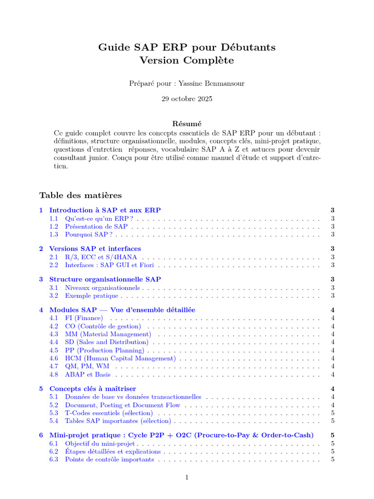 Guide SAP ERP pour Débutants | PDF | Progiciel de gestion intégré | Facture