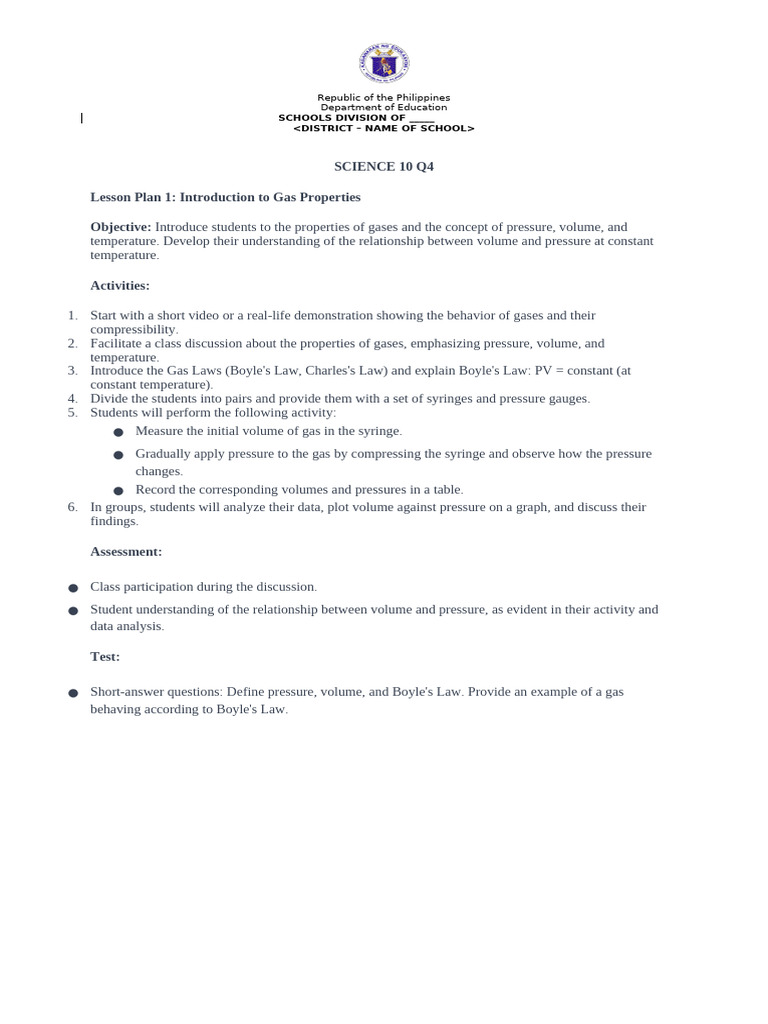 Science 10 q4 | PDF | Gases | Stoichiometry