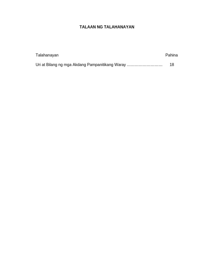 Talaan NG Talahanayan | PDF