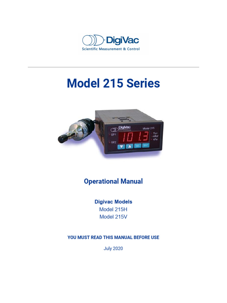 Digivac Model 215 Series Manual | PDF | Vacuum Tube | Pressure Measurement