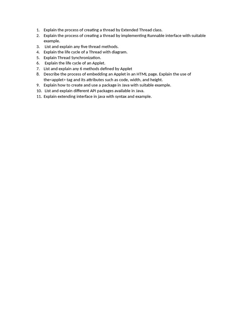Java Threading and Applet Concepts Explained | PDF