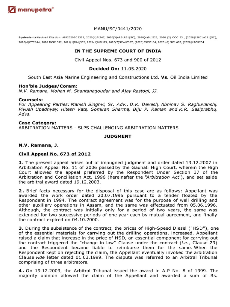 Supreme Court Ruling on Arbitration Case | PDF | Arbitration | Tribunal