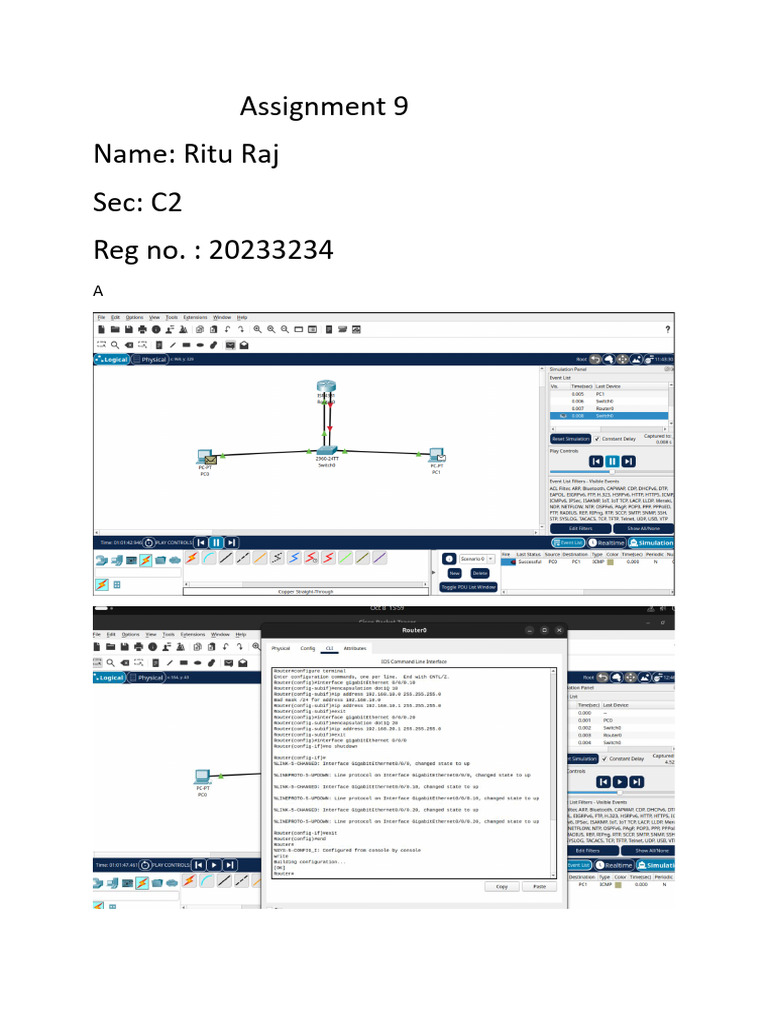 Assignment 9 - RituRaj - 20233234 - C2 - Inter Vlan Routing | PDF