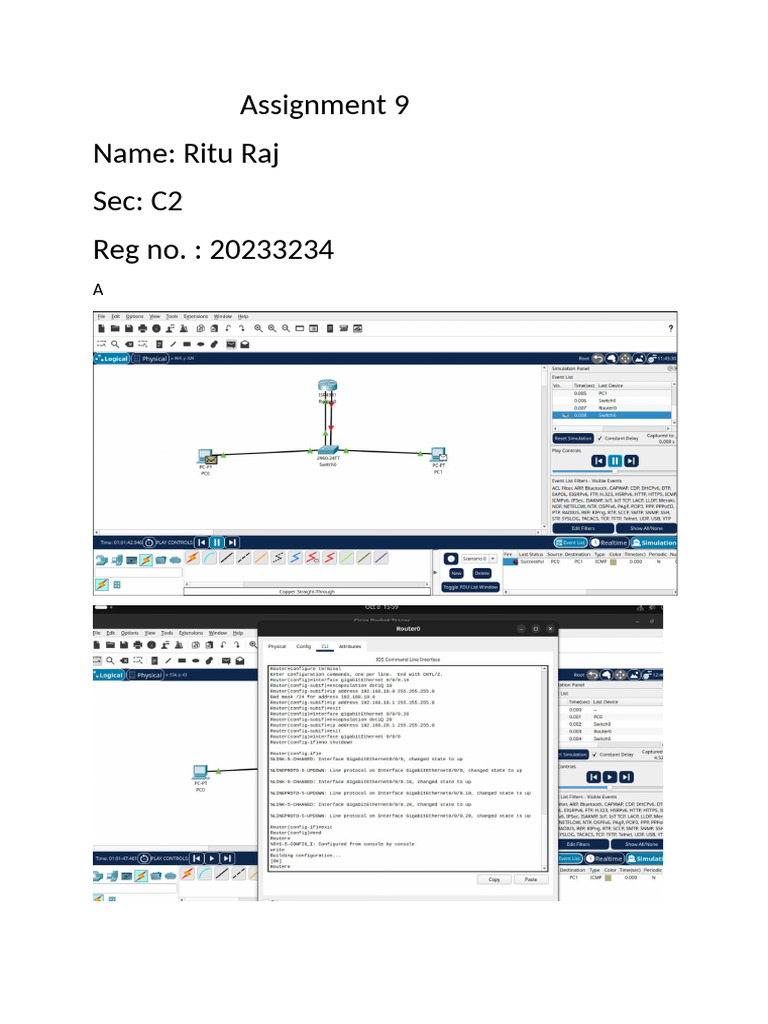 Assignment 9 - RituRaj - 20233234 - C2 - Inter Vlan Routing | PDF