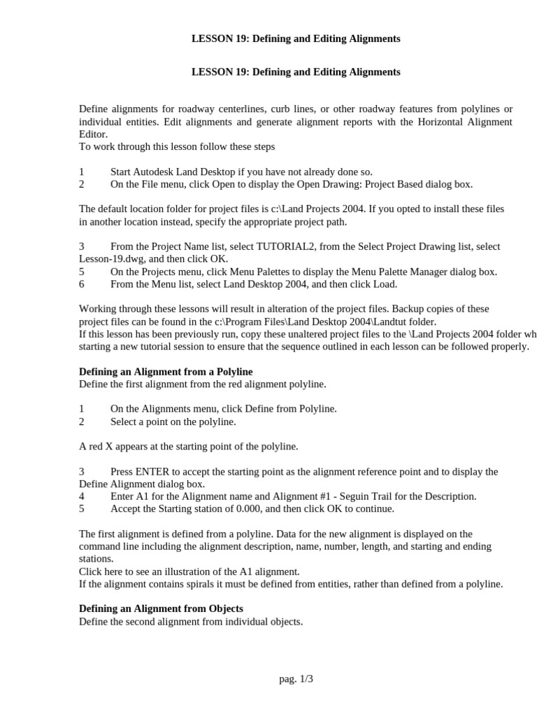 Editing Roadway Alignments Tutorial | PDF | Command Line Interface ...