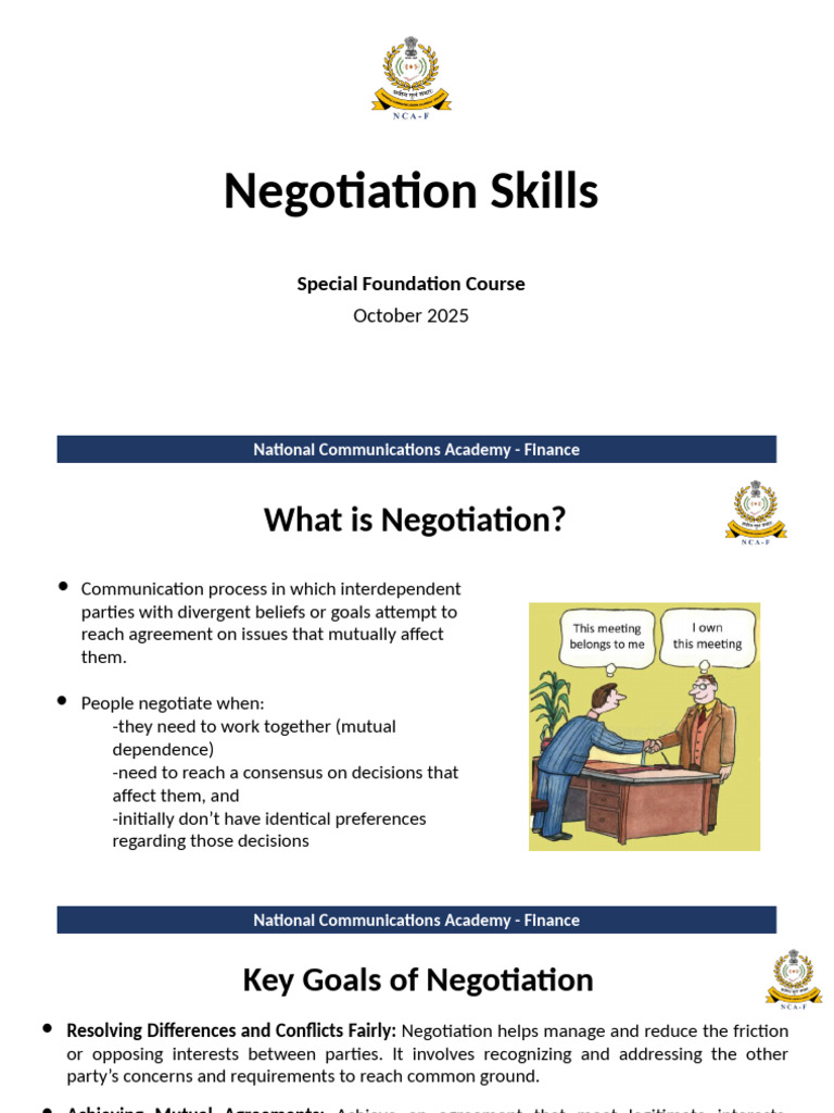 Negotiation Skills Course Overview | PDF | Negotiation | Social Psychology