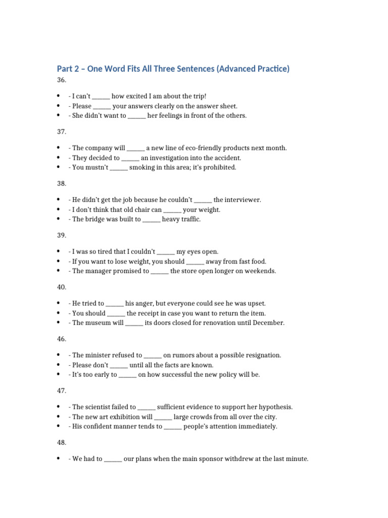 Advanced Vocabulary Practice Exercises | PDF