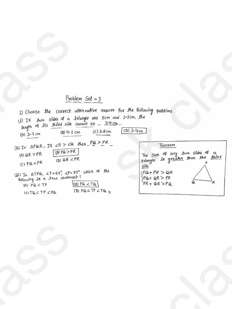 Problem Set 3 Class 9 Geometry New | PDF