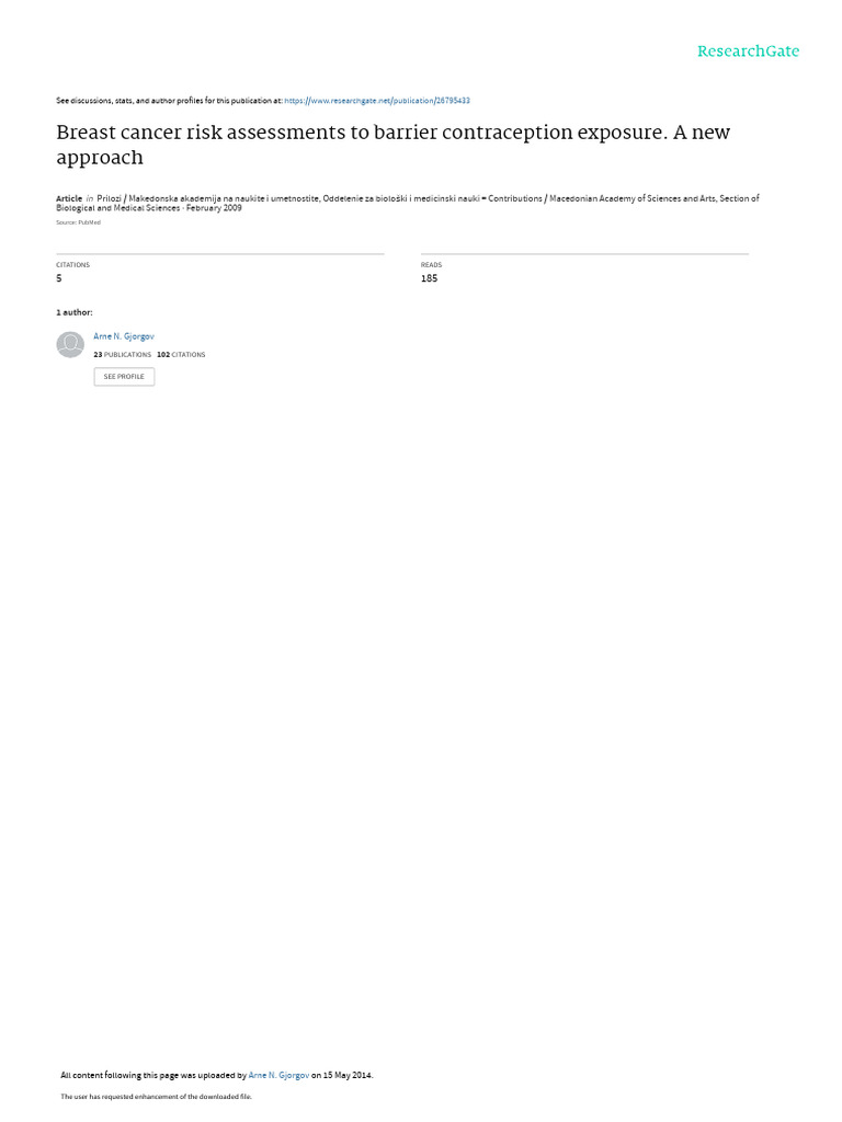 New Breast Cancer Risk Assessment Model | PDF | Birth Control | Hormone ...
