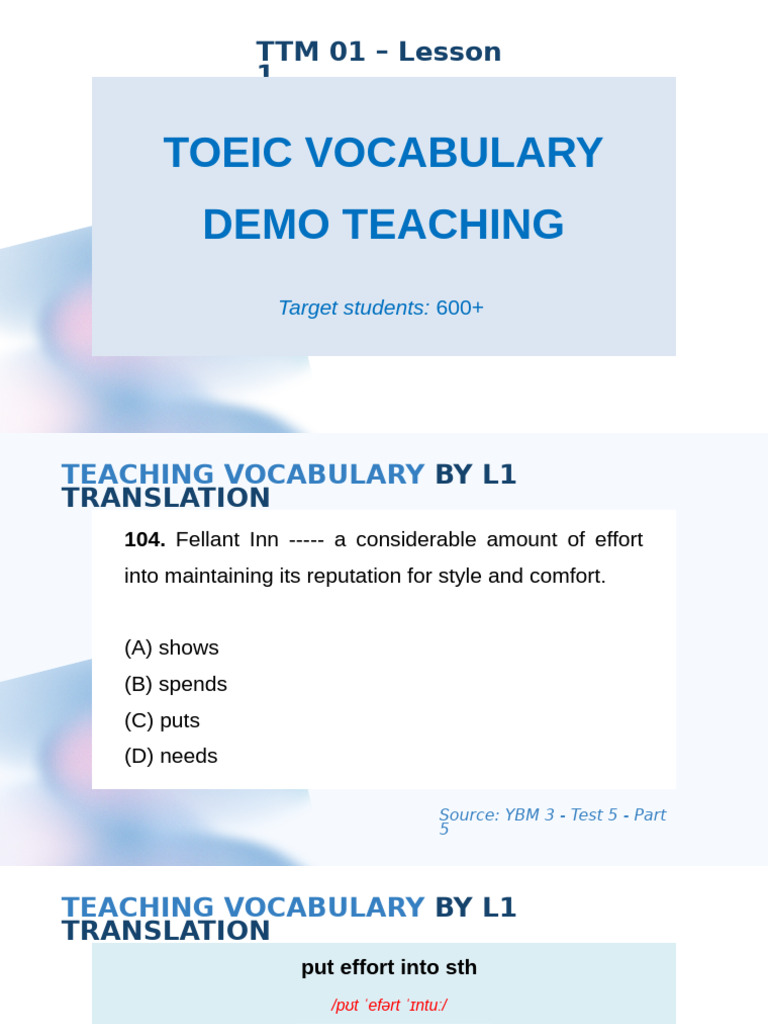 TOEIC Vocabulary Teaching Guide | PDF | Chess Theory | Chess