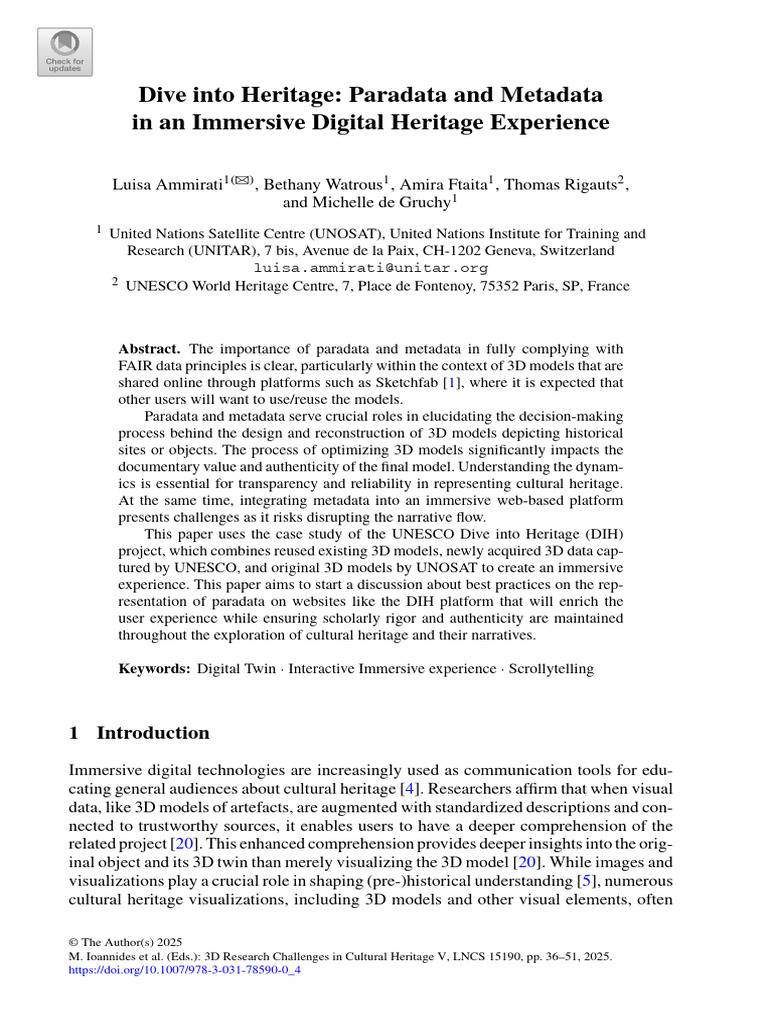 Dive Into Heritage Paradata and Metadata in an Imm | PDF | Metadata | 3 ...
