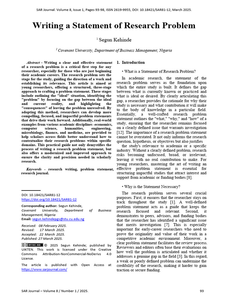 Crafting Effective Research Problem Statements | PDF | Antimicrobial ...