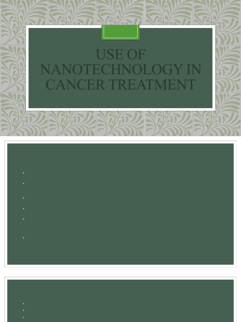 Use of Nanotechnology in Cancer Treatment KP&PD | PDF | Cancer ...