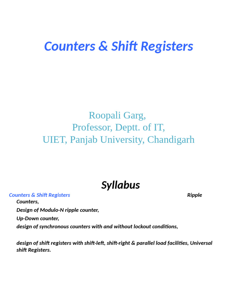Counters and Shift Registers Overview | PDF | Computer Data ...