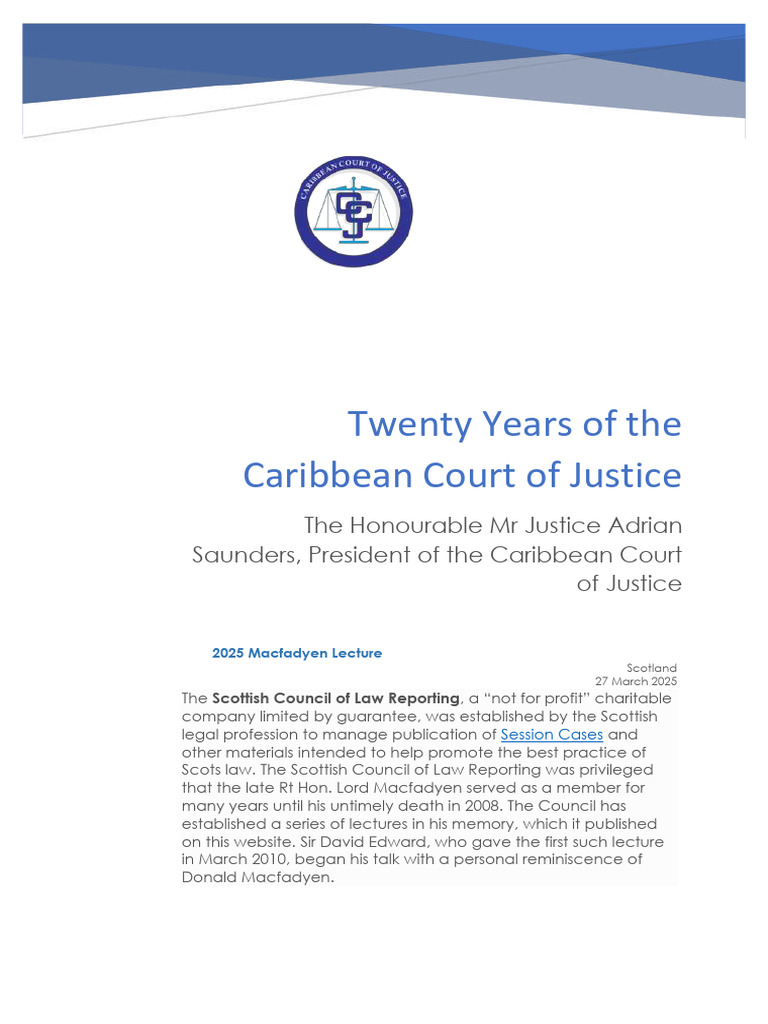 Caribbean Court of Justice: 20 Years | PDF | Judiciaries | Public Law