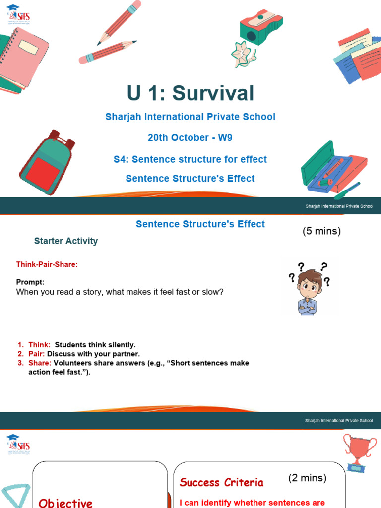 YR7 W9 D1 U1 Survival S4 Sentence Structure's Effect | PDF ...