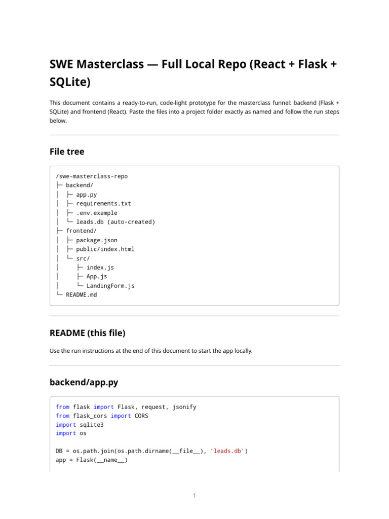 SWE Masterclass Setup Guide | PDF | Computer Programming | Software ...