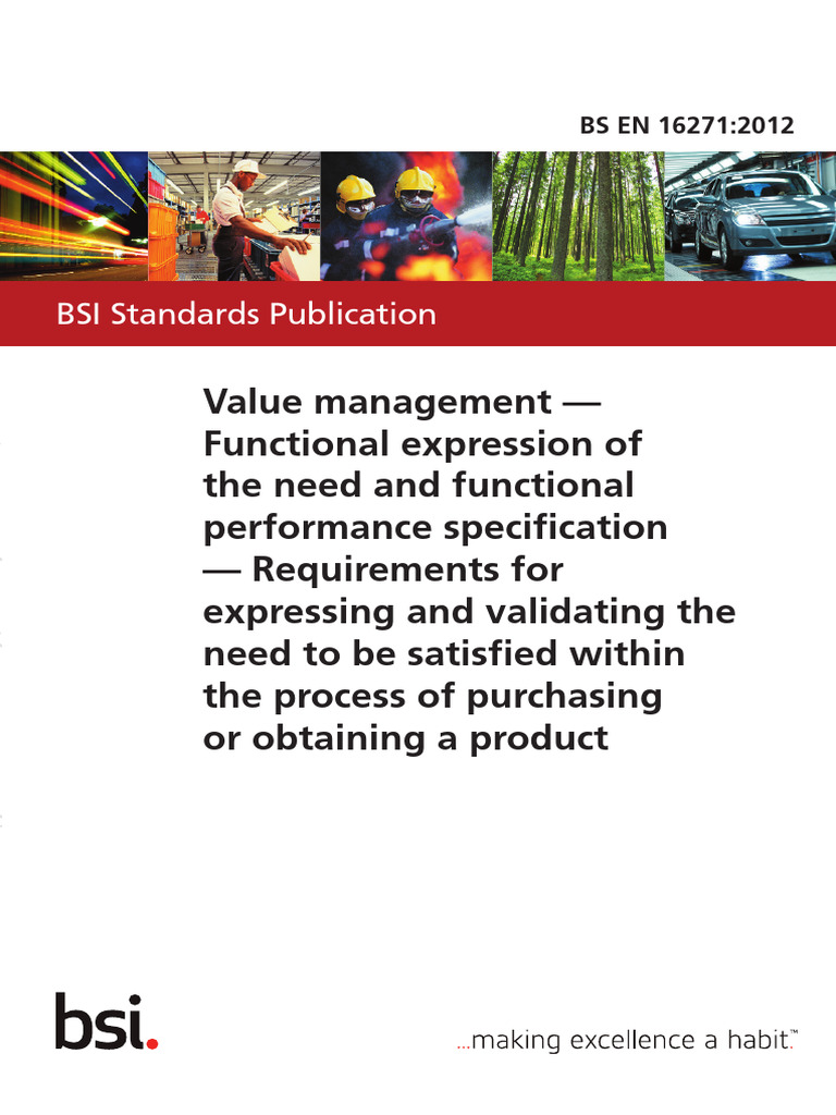 BS EN 16271:2012 Value Management Standards | PDF
