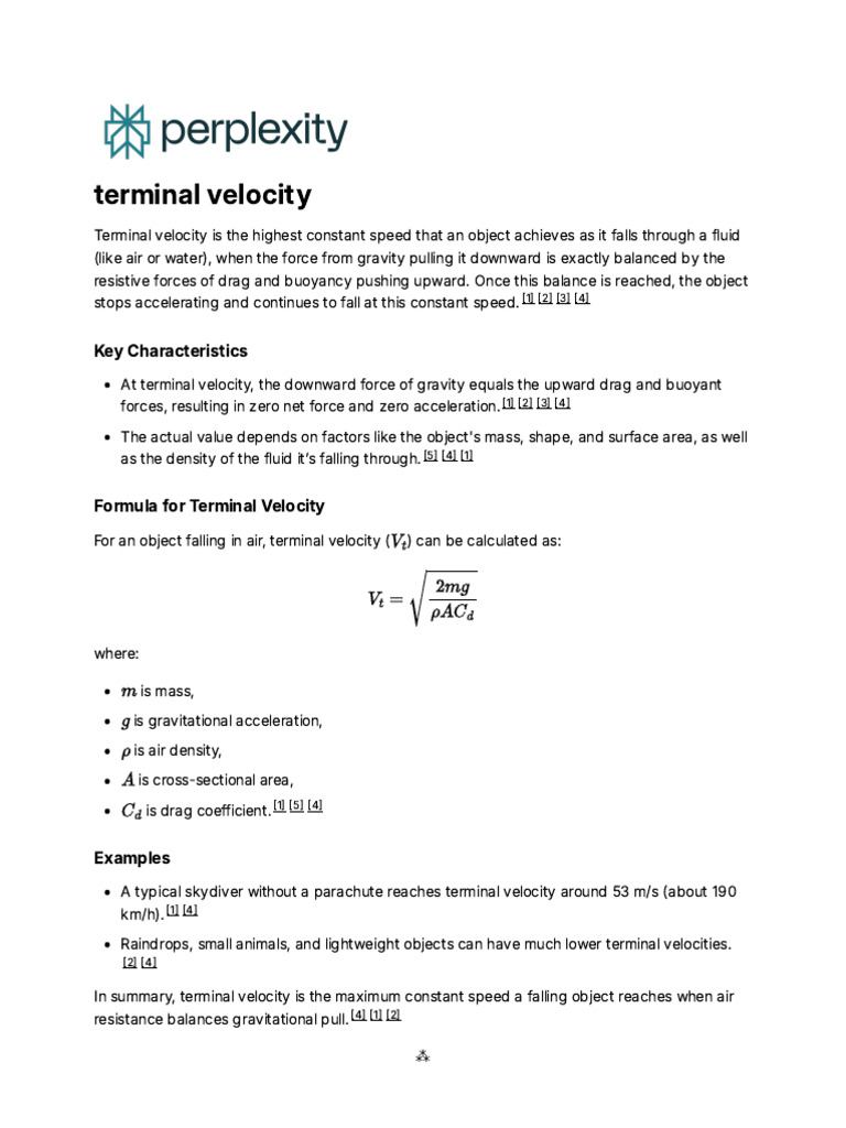 Understanding Terminal Velocity | PDF