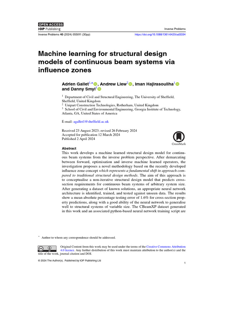 Machine Learning for Structural Design Models of c | PDF | Machine ...