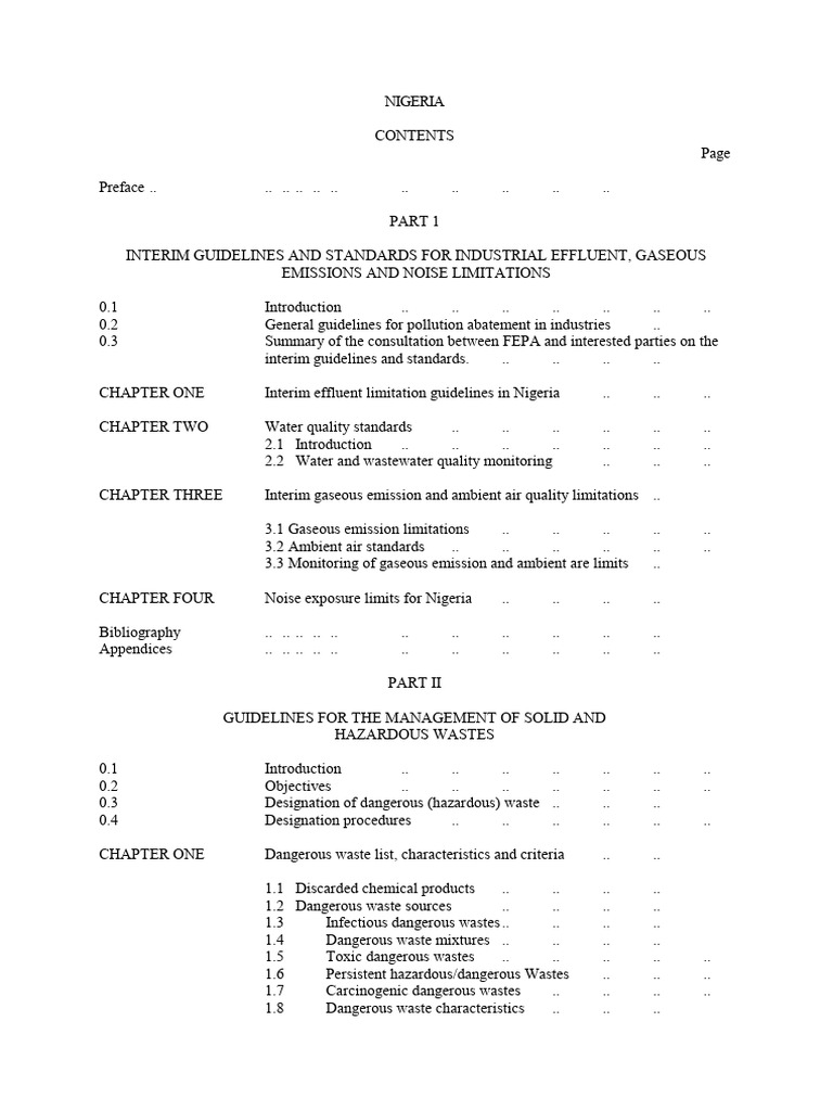 Interim Guidelines and Standards For Industrial Effluent, Gaseous | PDF ...